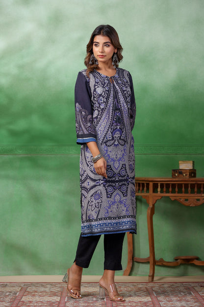 Navy Blue Colour Printed Kurti