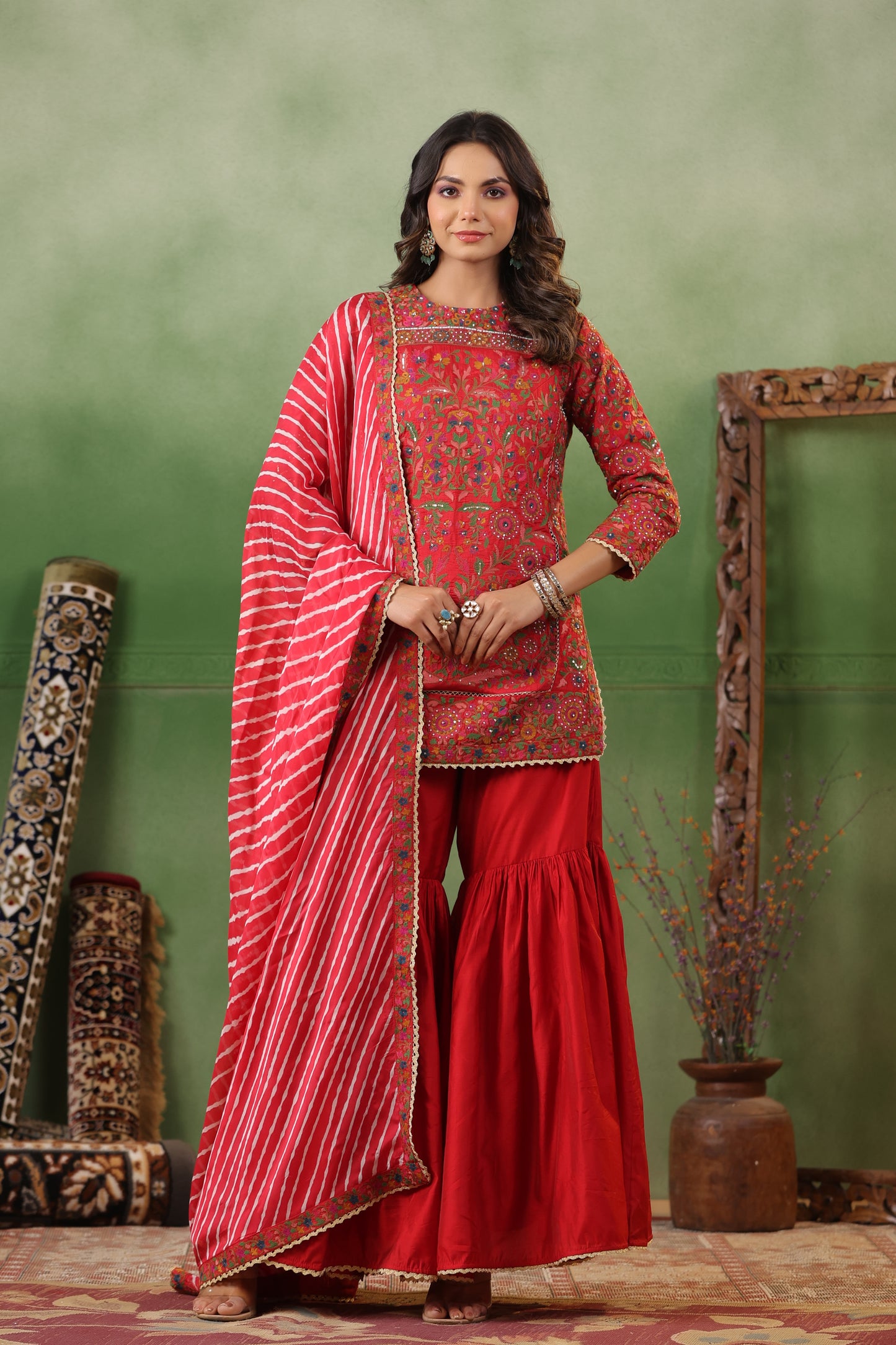 Red Designer Suit Set