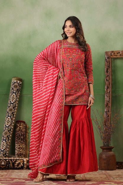 Red Designer Suit Set