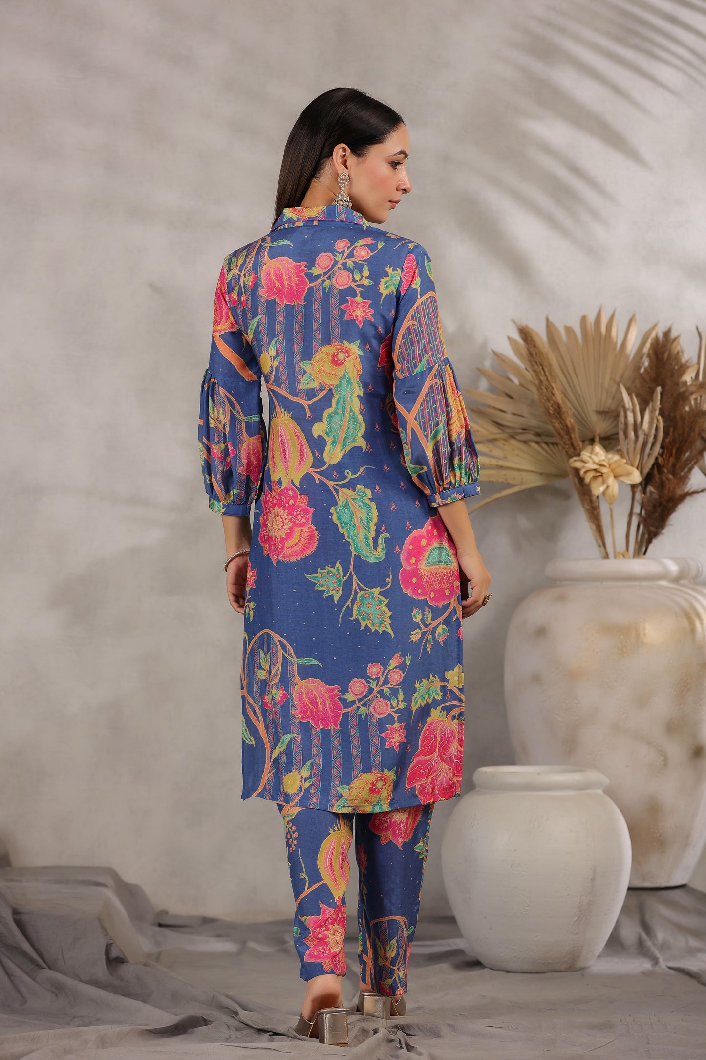 Blue Printed Fancy Kurti Set