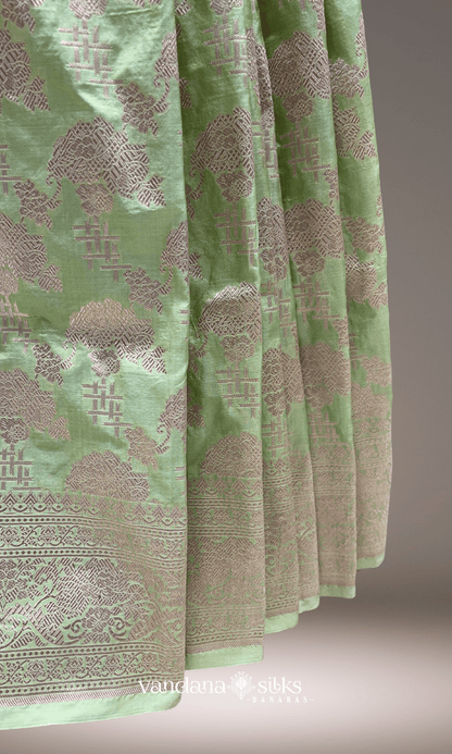 Pista Green Banarasi Silk Saree