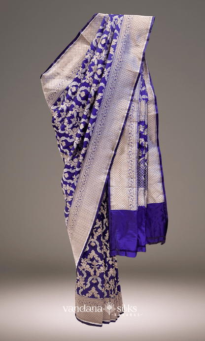 Dark Purple Banarasi Silk Saree