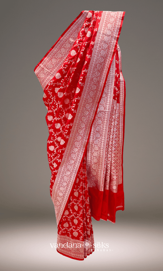 Red Colored Banarasi Silk Saree