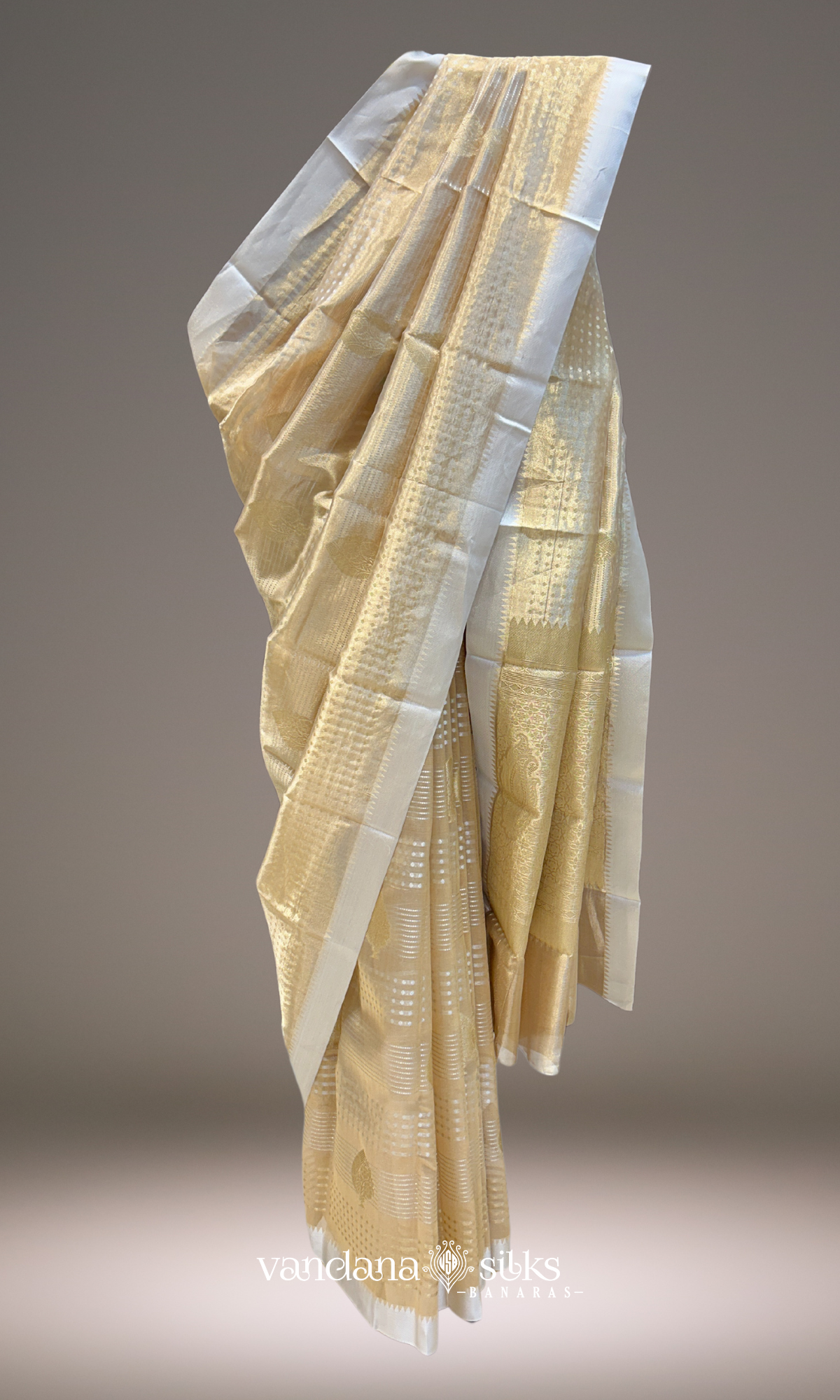 Gold Color Banarasi Tissue Silk Saree