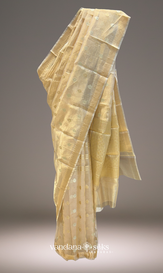 Gold Color Banarasi Tissue Silk Saree