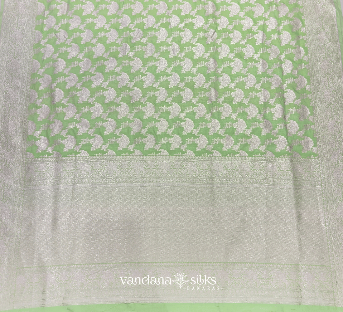 Pista Green Banarasi Silk Saree