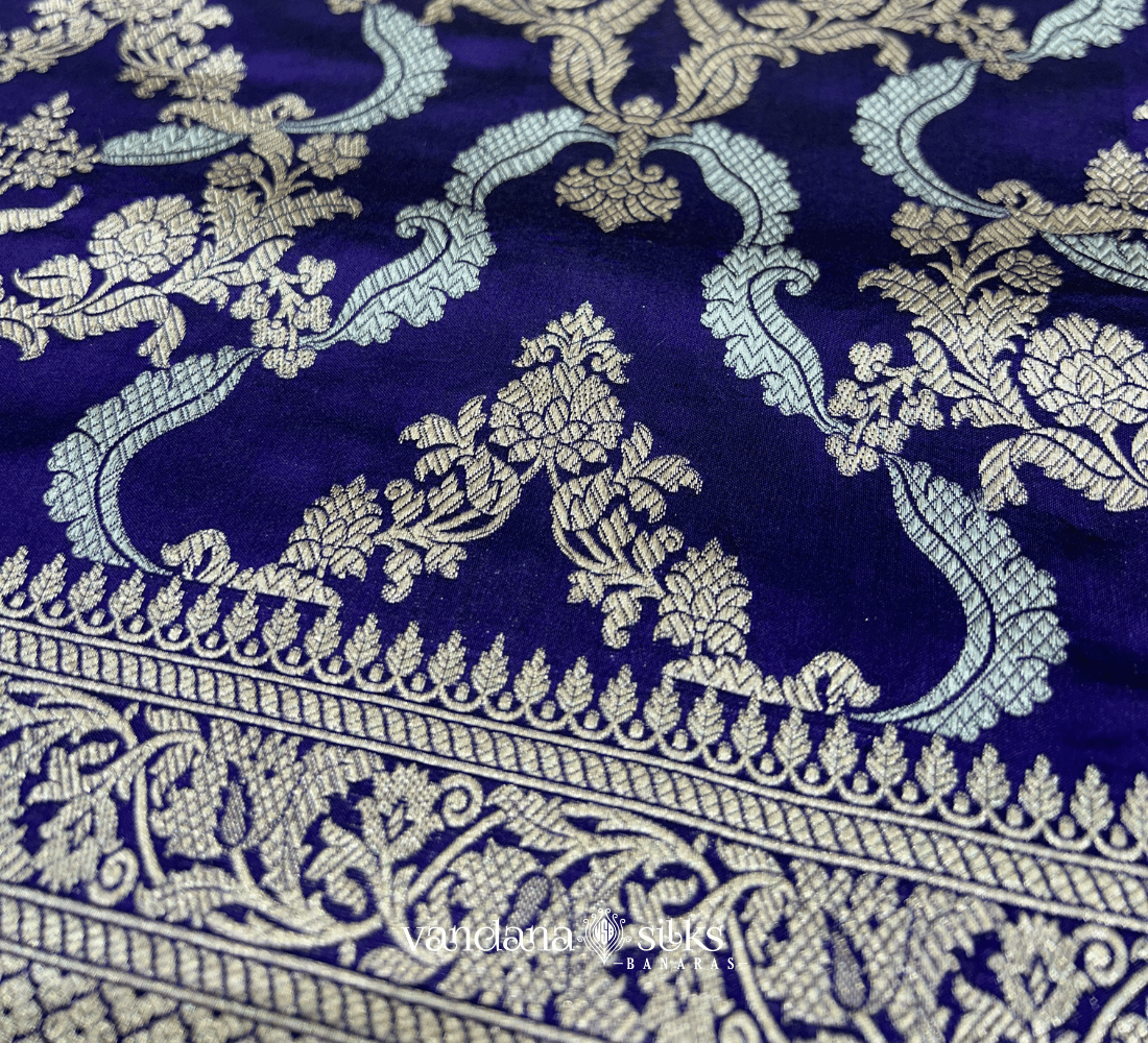 Dark Purple Banarasi Silk Saree