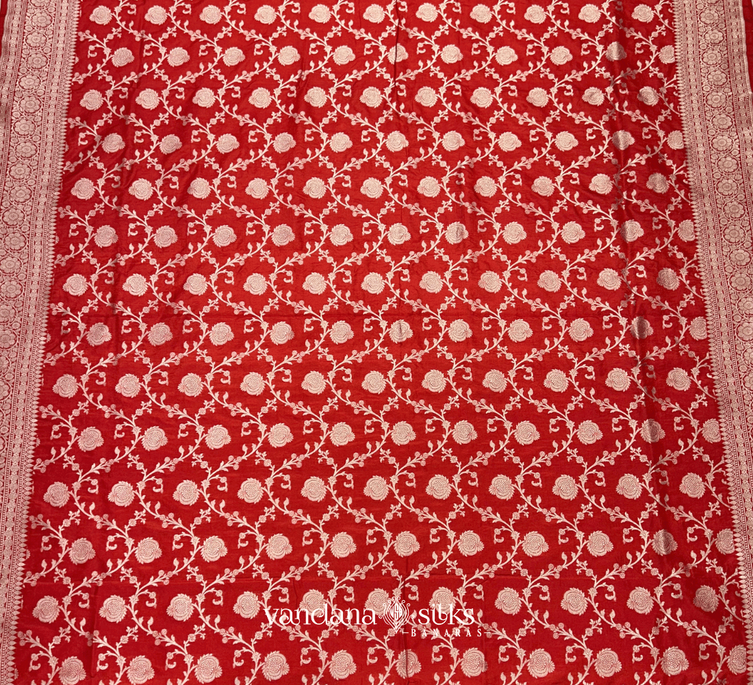 Red Colored Banarasi Silk Saree