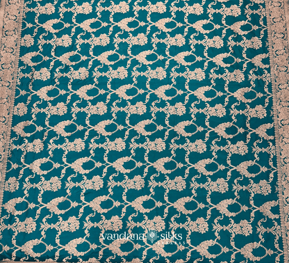 Turquoise Blue Banarasi Silk Saree