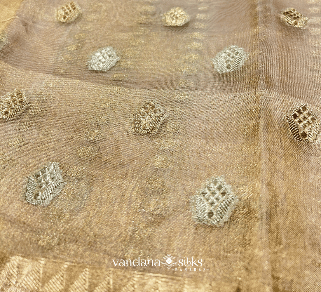 Gold Color Banarasi Tissue Silk Saree