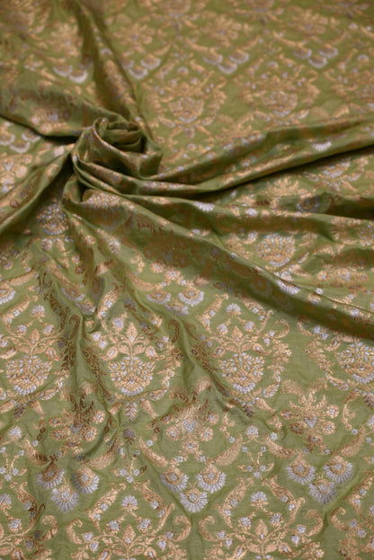 Buy Algae Green Banarasi Silk Fabric