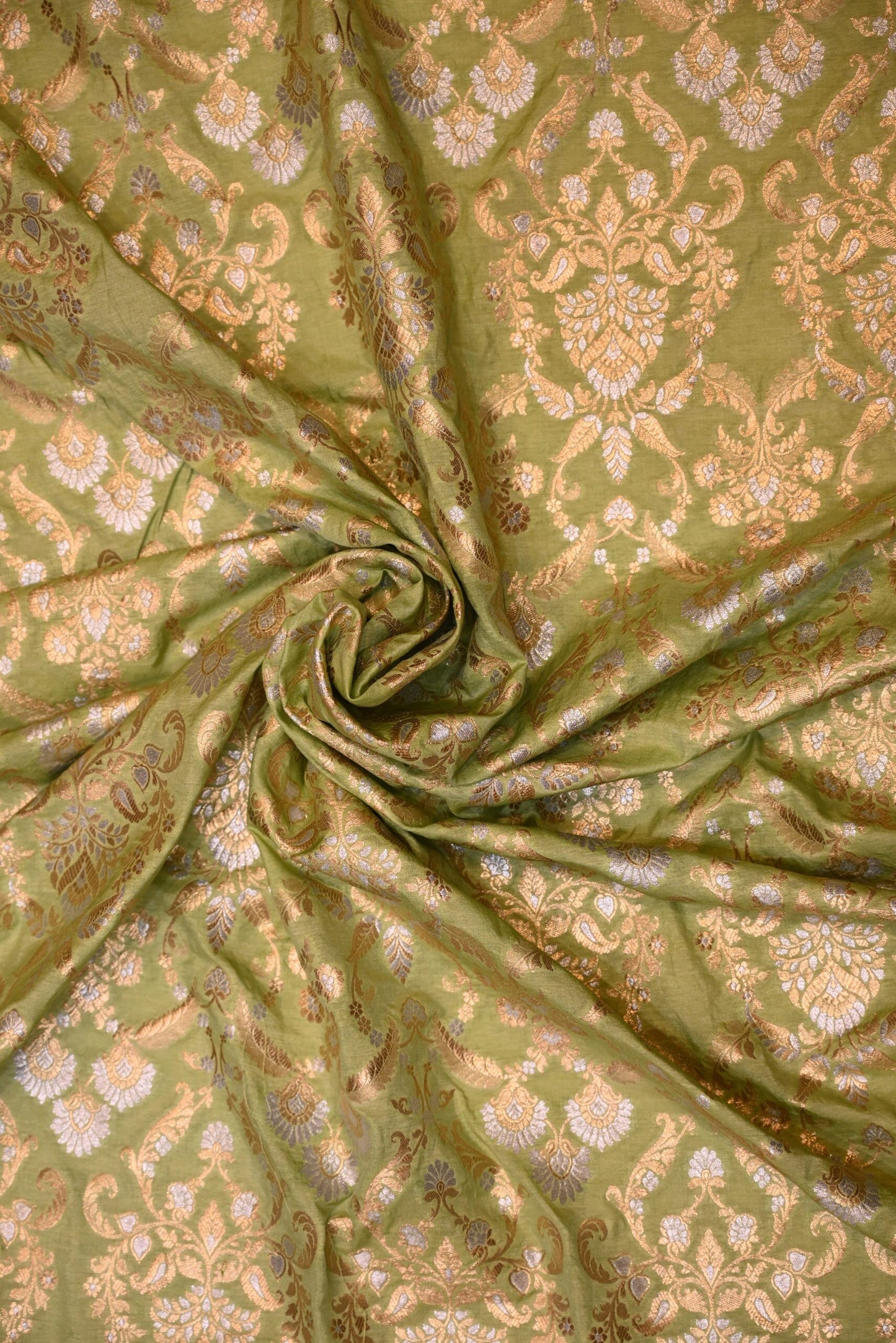 Buy Algae Green Banarasi Silk Fabric