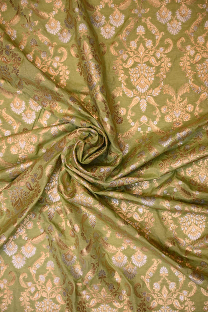 Buy Algae Green Banarasi Silk Fabric