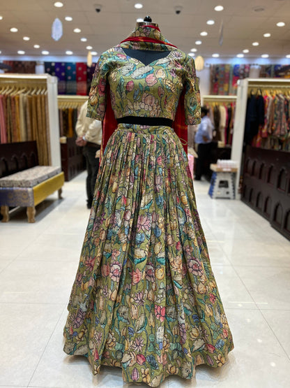 Floral Elegance Meets Green Lehenga Perfection