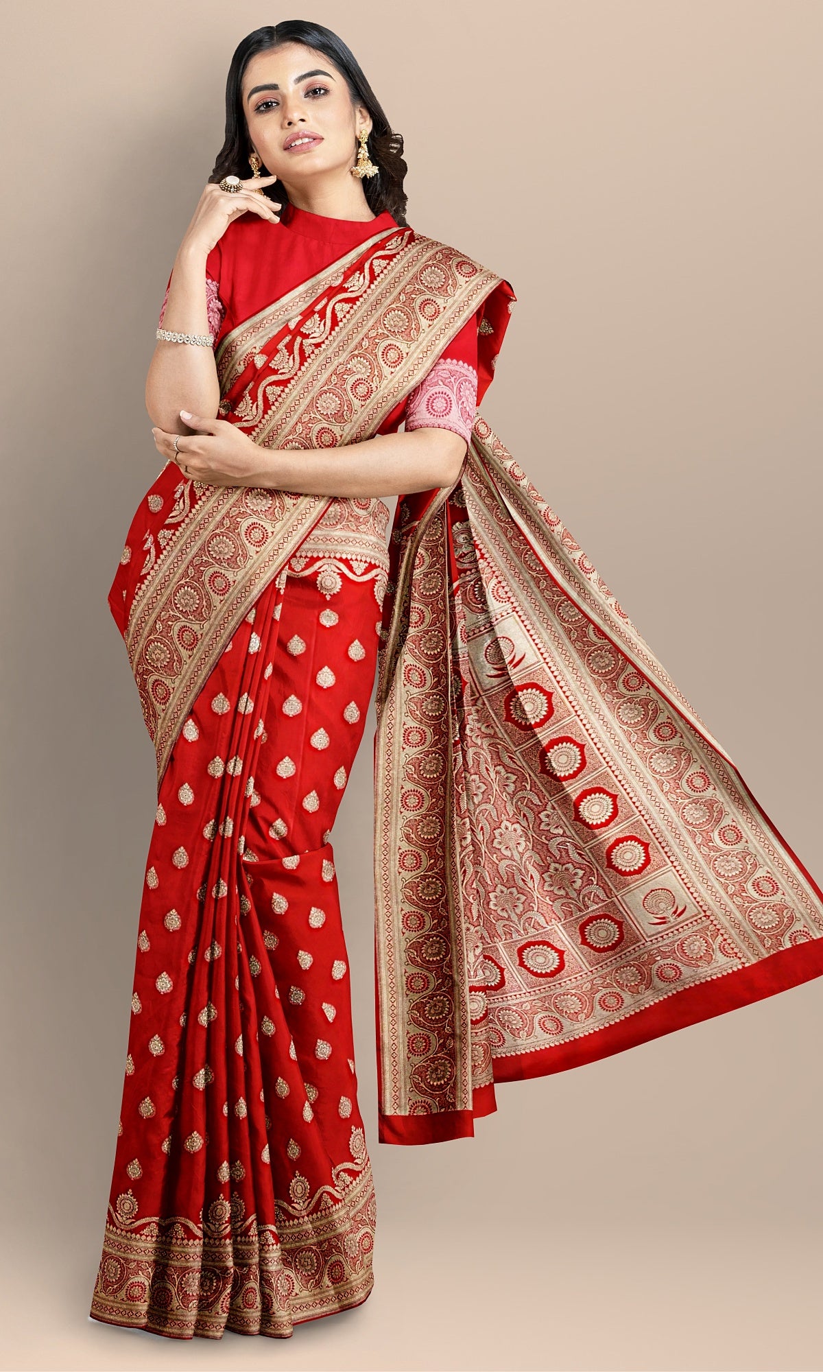 Handwoven Banarasi Satin Silk Red Saree