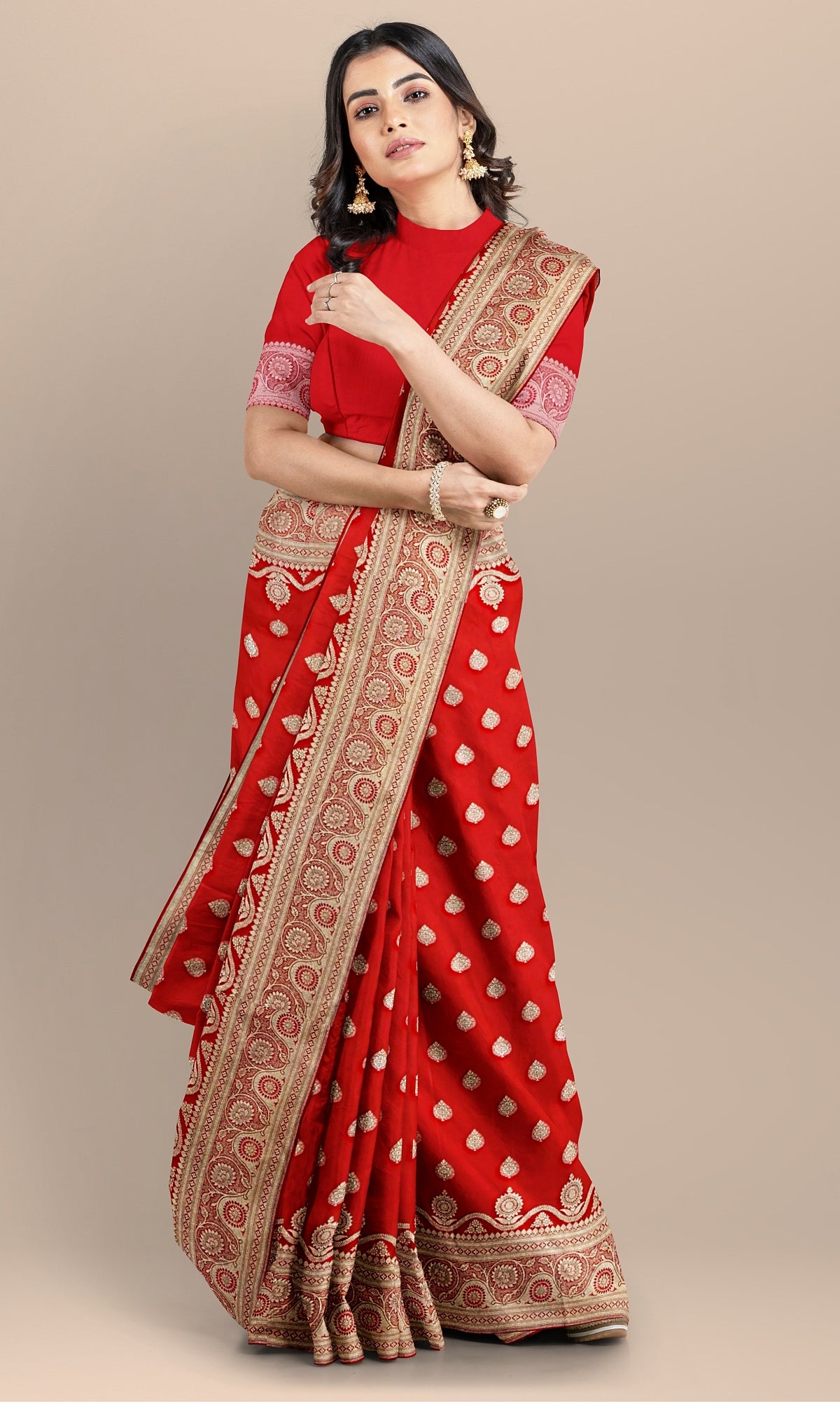 Handwoven Banarasi Satin Silk Red Saree