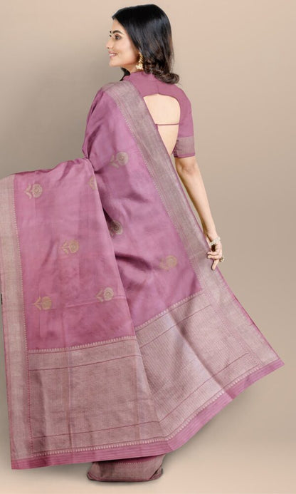 Handwoven Mauve Banarasi Pure Silk Saree