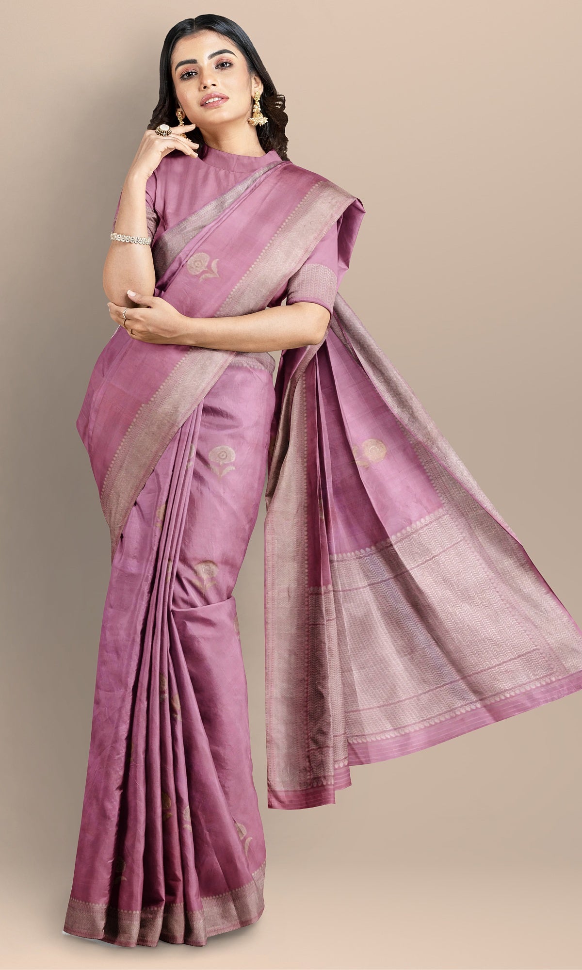 Handwoven Mauve Banarasi Pure Silk Saree