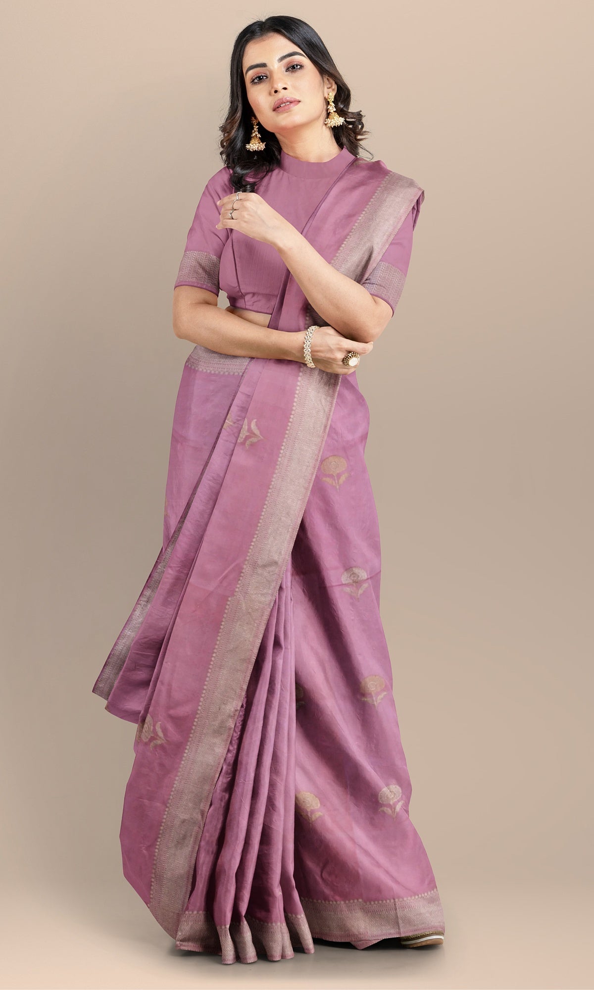 Handwoven Mauve Banarasi Pure Silk Saree