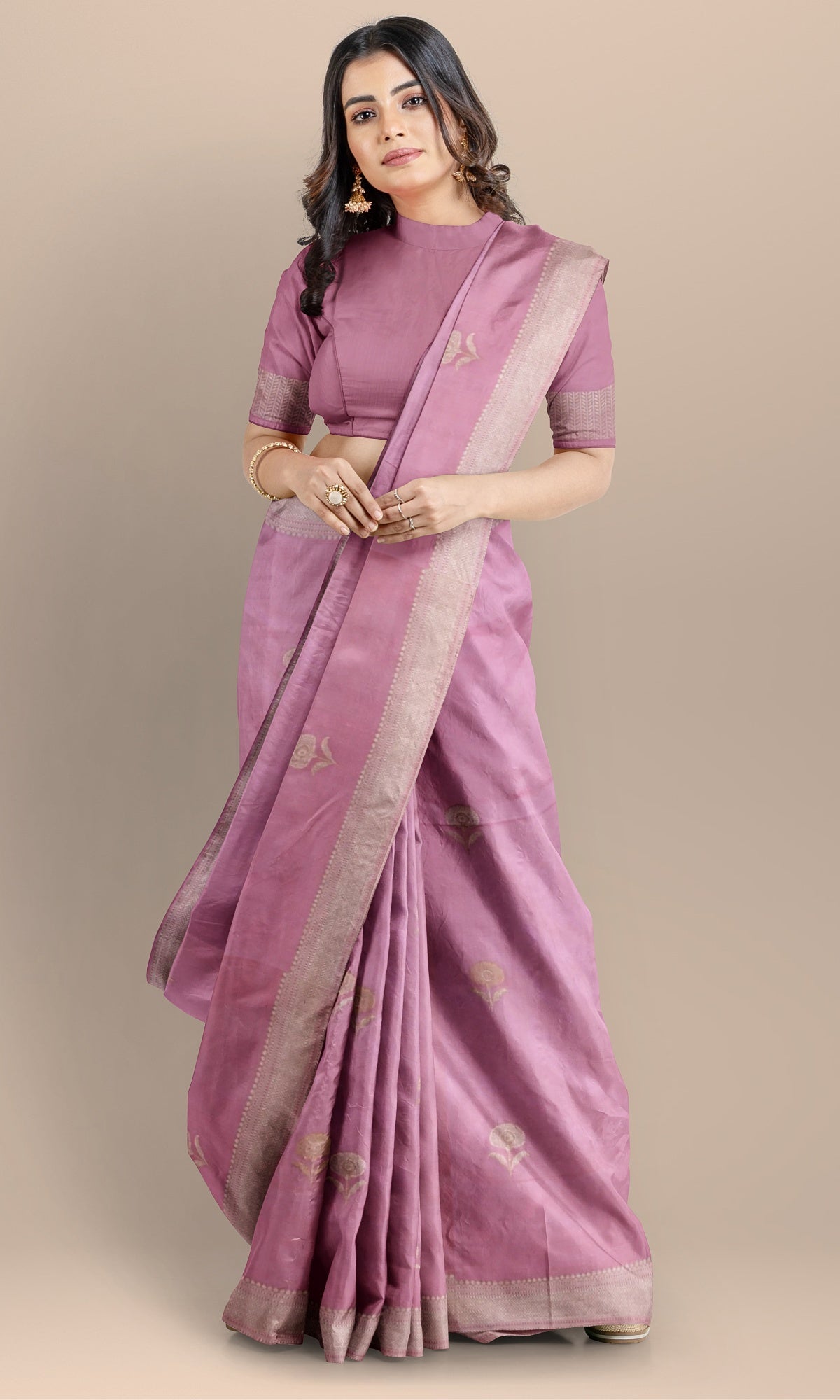 Handwoven Mauve Banarasi Pure Silk Saree