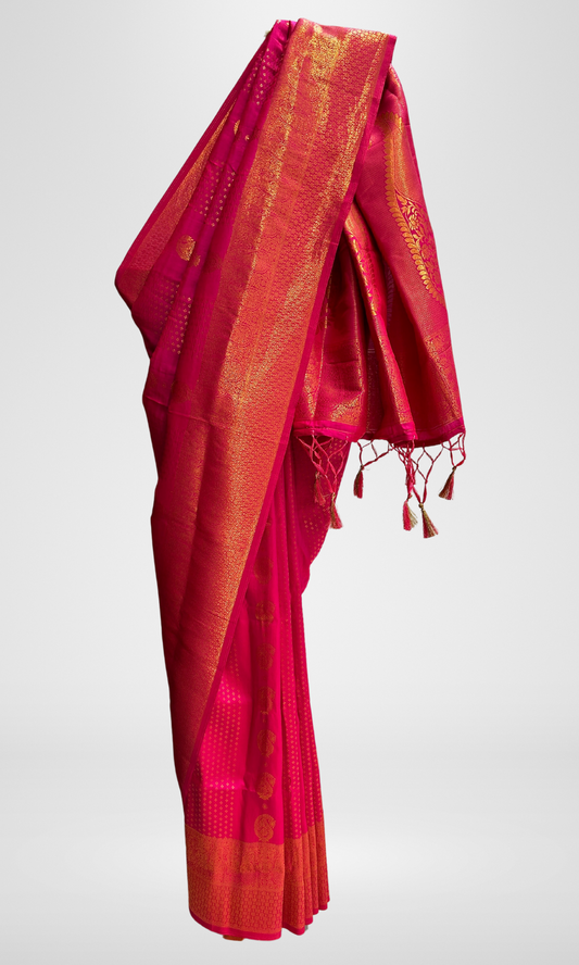 Magenta Pink Banarasi Blend Silk Saree