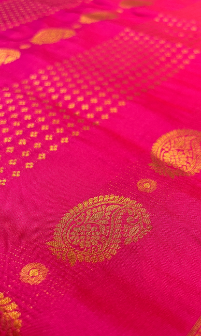 Magenta Pink Banarasi Blend Silk Saree