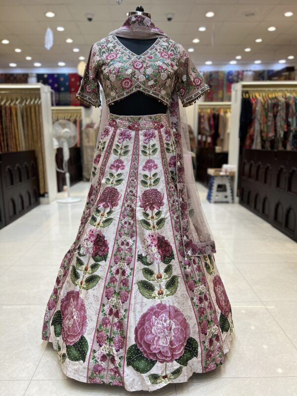 Pink Flower Printed Designer Lehenga