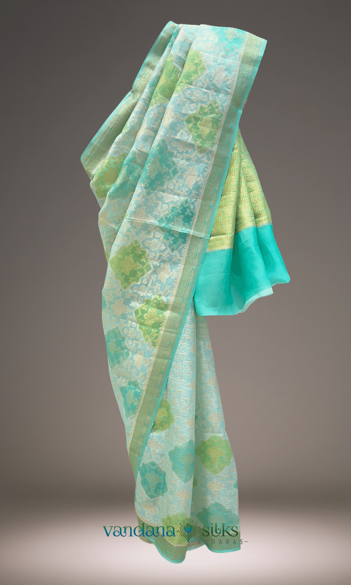 Sage Green Rangkat Organza Uppada Silk Saree