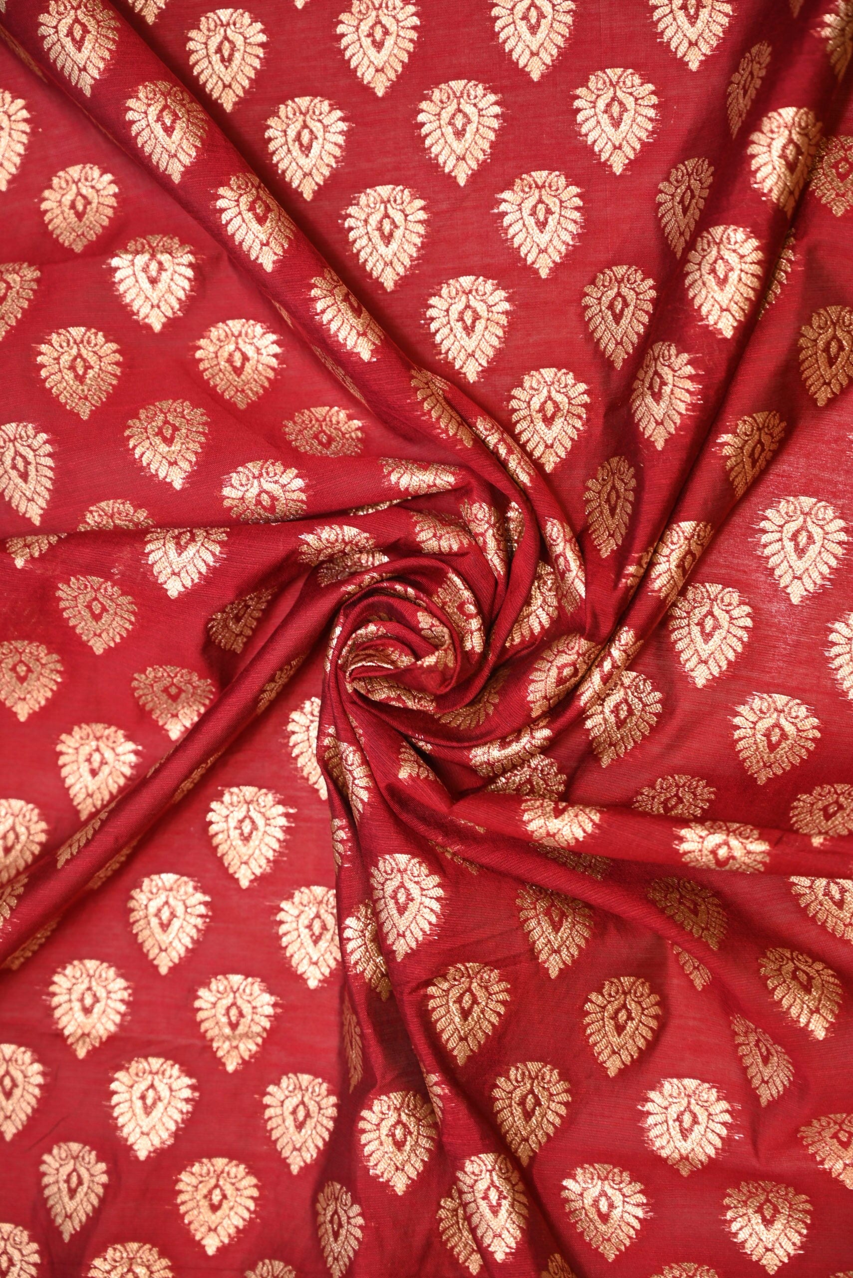 Traditional Classic Red Zari Woven Silk Fabric