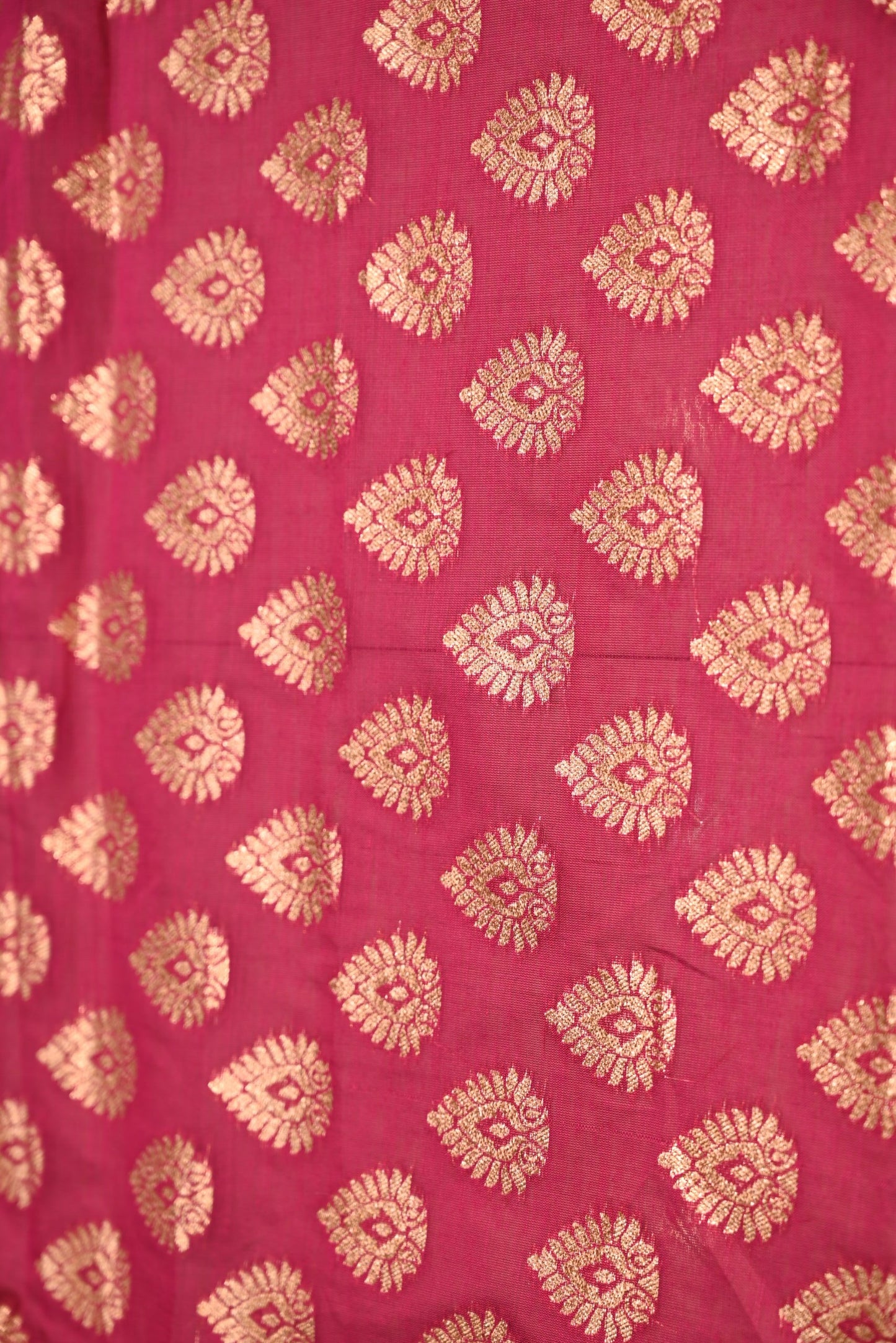 Traditional Flamingo Pink Zari Woven Silk Fabric