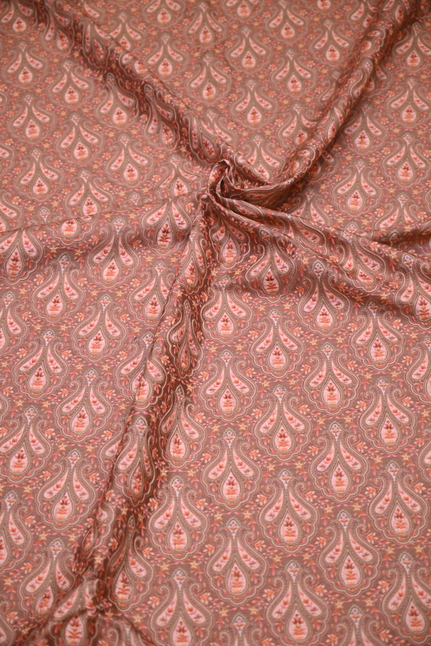 Traditional Rust Printed Silk Fabric